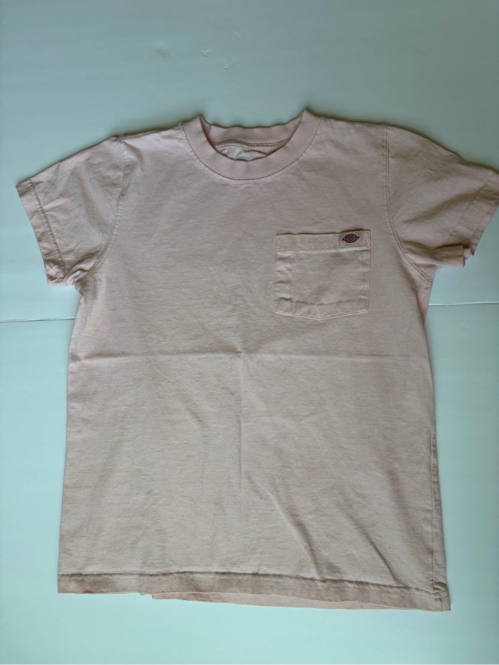 Dickies Pale Pink Pocket T-Shirt Small Short Sleeve Logo Tee Cotton Workwear